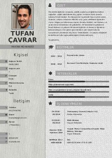 Makine Mühendisi Cv Örnekleri cv indir